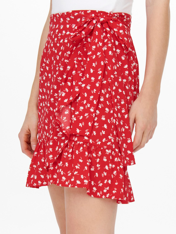ONLY Piros Női virágos tekercsszoknya ONLY Olivia