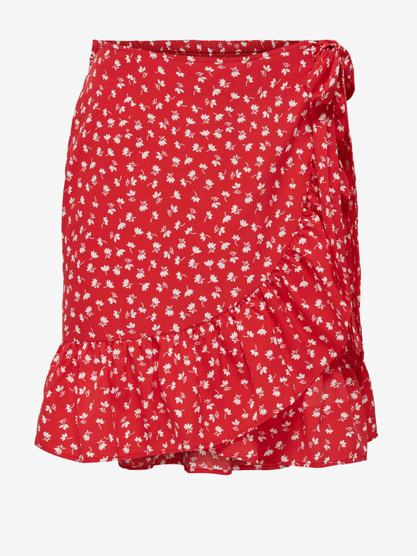ONLY Piros Női virágos tekercsszoknya ONLY Olivia