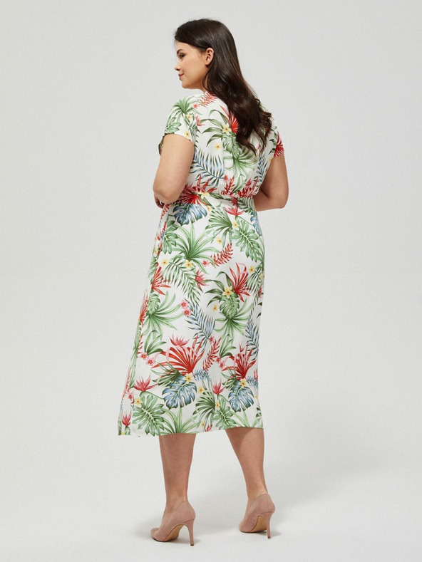 Moodo Fehér nyári ruha trópusi mintával Moodo