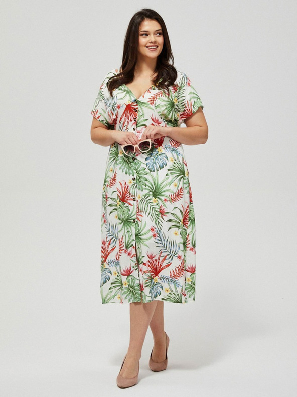 Moodo Fehér nyári ruha trópusi mintával Moodo