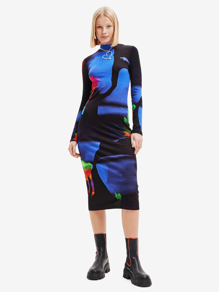 Desigual Kék-fekete női Desigual hologram mintás hüvelyruha - Lacroix