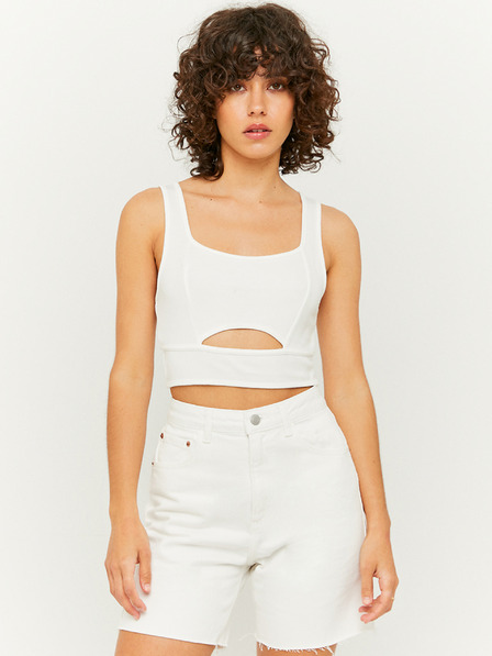TALLY WEiJL Fehér crop top kivágással TALLY WEiJL