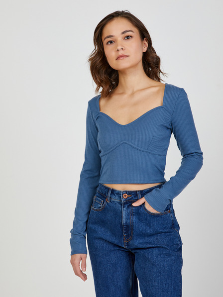 TALLY WEiJL Kék női bordás cropped TALLY WEiJL WEiJL