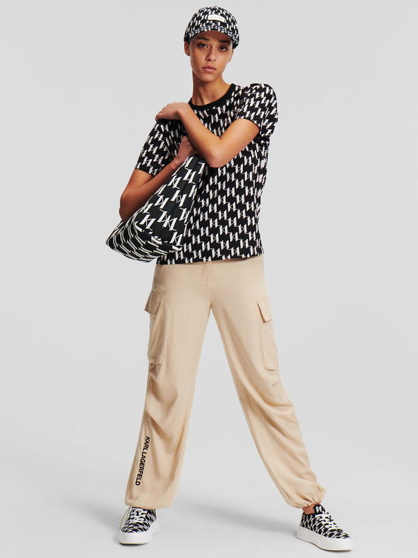 Karl Lagerfeld KARL LAGERFELD női fehér és fekete monogramos póló