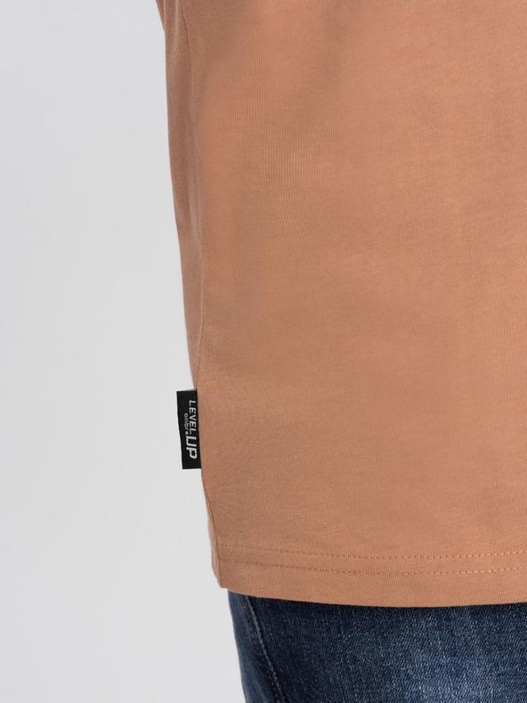 Ombre Clothing Világosbarna férfi póló Ombre ruházat