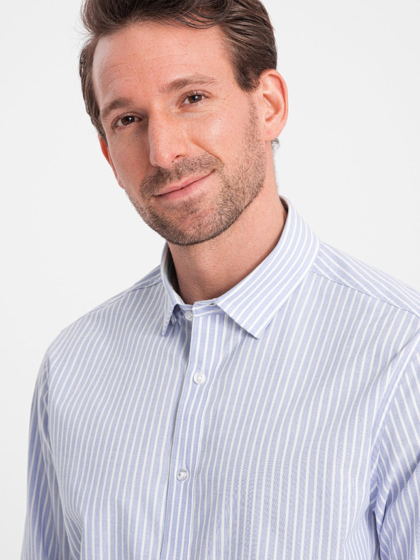 Ombre Clothing Világoskék férfi csíkos ing Ombre ruházat