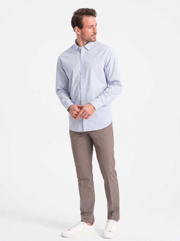 Ombre Clothing Világoskék férfi csíkos ing Ombre ruházat