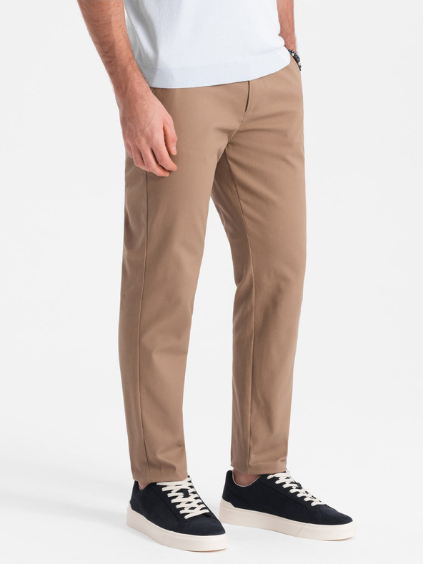 Ombre Clothing Világosbarna férfi slim fit chino nadrág Ombre Ruházat