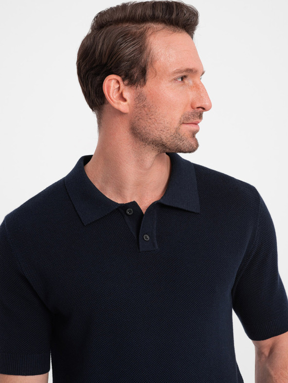 Ombre Clothing Sötétkék férfi póló póló Ombre Clothing