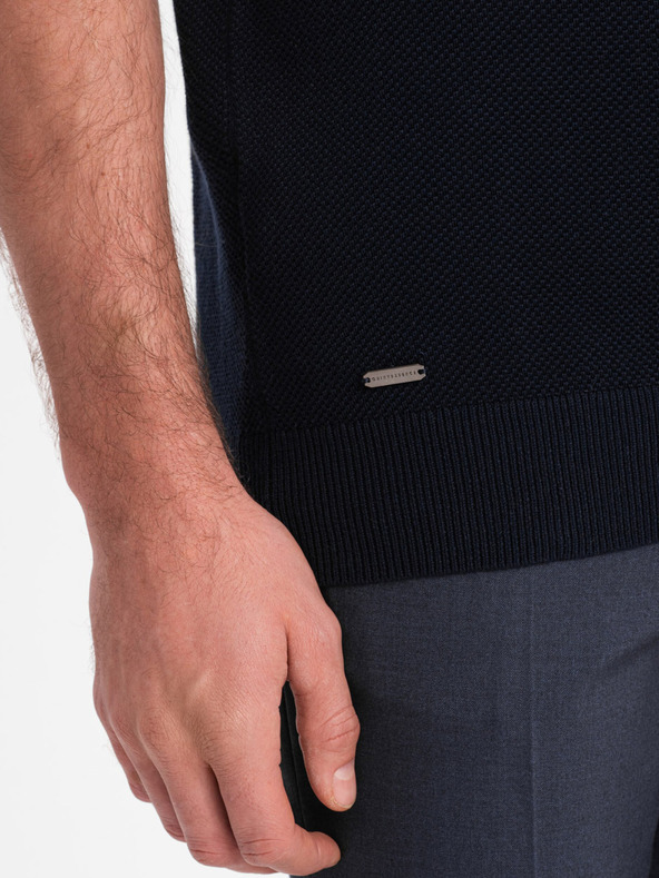 Ombre Clothing Sötétkék férfi póló póló Ombre Clothing