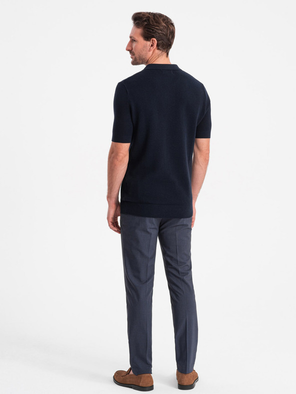 Ombre Clothing Sötétkék férfi póló póló Ombre Clothing