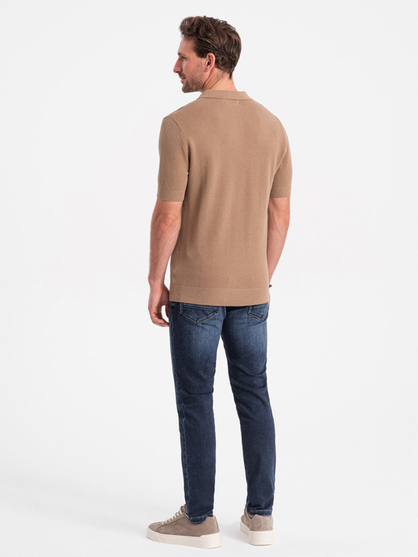 Ombre Clothing Világosbarna férfi póló póló Ombre ruházat