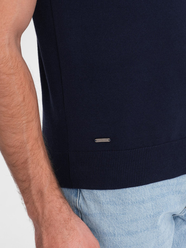 Ombre Clothing Sötétkék férfi póló póló Ombre Clothing