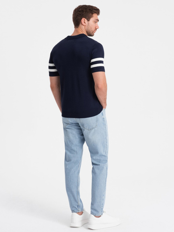 Ombre Clothing Sötétkék férfi póló póló Ombre Clothing