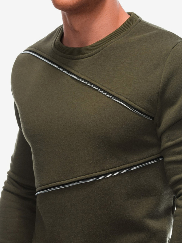 Ombre Clothing Zöld férfi melegítőfelső dekoratív cipzárral Ombre Ruházat