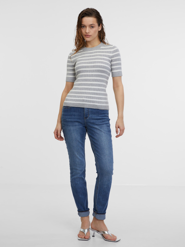 Orsay ORSAY világosszürke női csíkos kötött felső