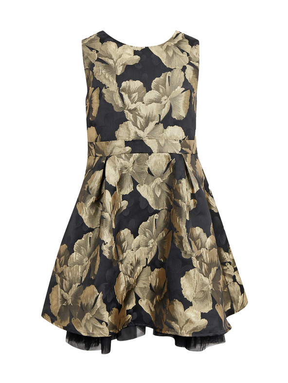 Orsay ORSAY virágos lány ruha arany és fekete színben