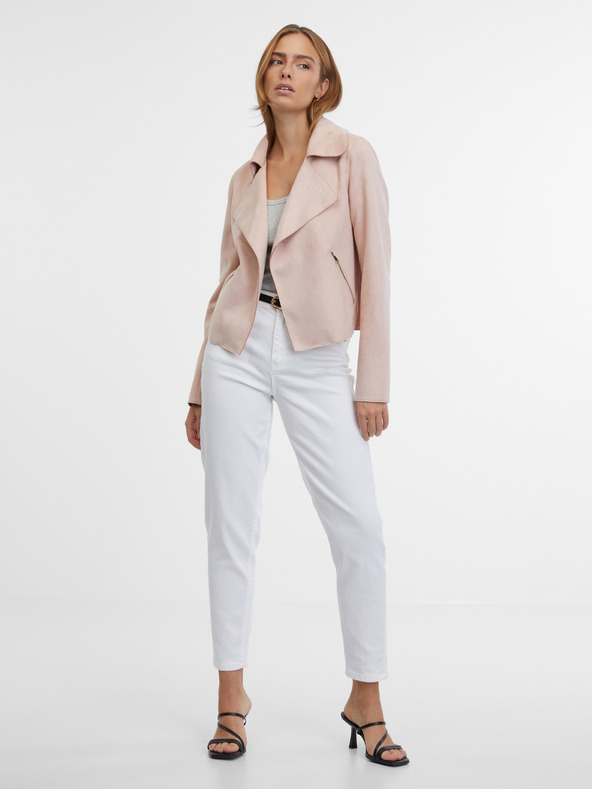 Orsay ORSAY világos rózsaszín női kabát velúr kivitelben