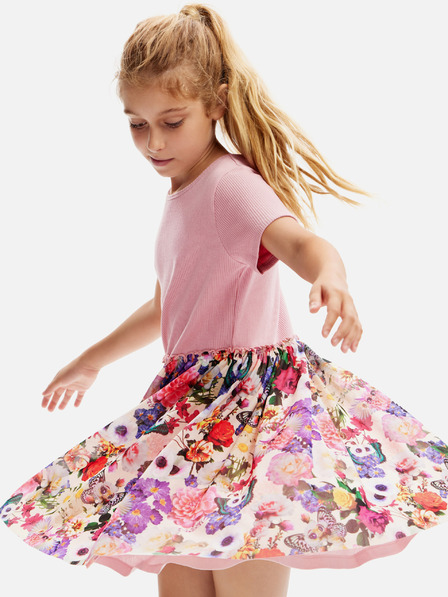 Desigual Rózsaszín Desigual Aixa lány virágos ruha