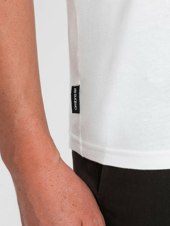 Ombre Clothing Fehér férfi alap póló v-nyakú nyakkal Ombre Ruházat