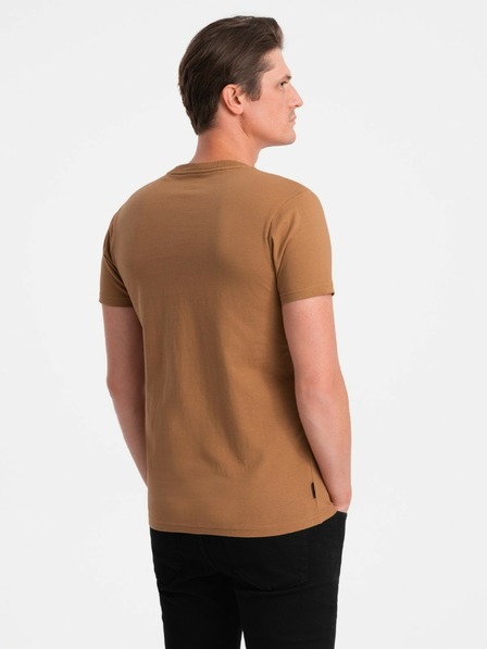 Ombre Clothing Barna férfi alapvető v-nyakú póló Ombre Ruházat