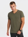 Ombre Clothing Khaki színű, férfi, v-nyakú alap póló Ombre Clothing