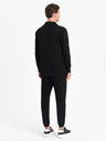 Ombre Clothing Fekete férfi pulóver póló gallérral + nadrág Ombre Clothing
