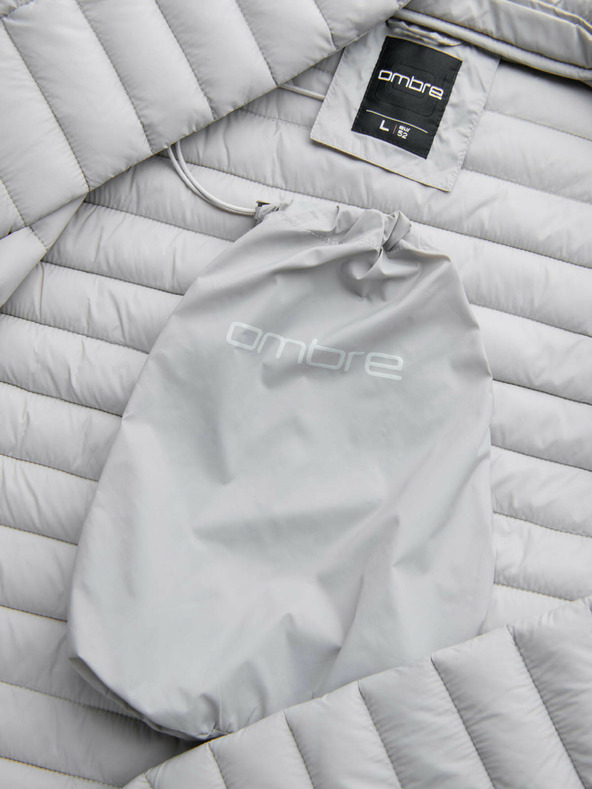 Ombre Clothing Világosszürke férfi könnyű steppelt kabát Ombre Clothing