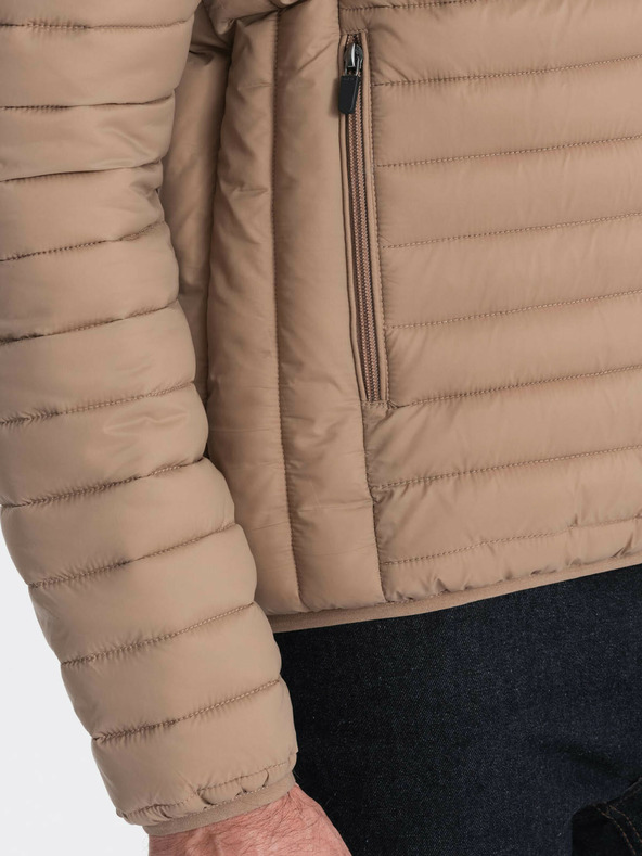 Ombre Clothing Bézs férfi könnyű steppelt kabát Ombre Clothing