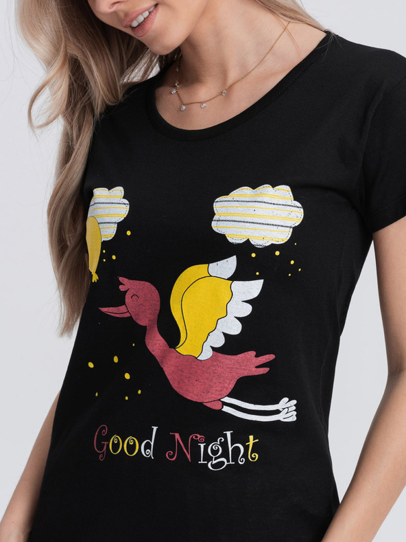 Edoti Krémszínű és fekete női nyomtatott pizsama Edoti