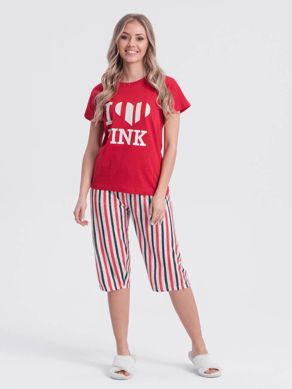 Edoti Piros női mintás pizsama Edoti