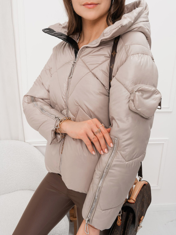 Edoti Edoti női steppelt télikabát ezüst színben