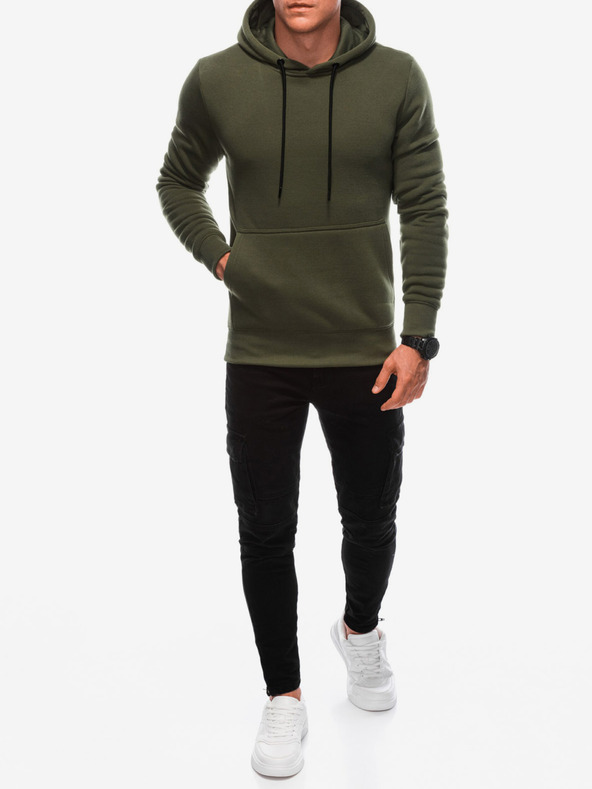 Edoti Khaki színű férfi kapucnis pulóver Edoti