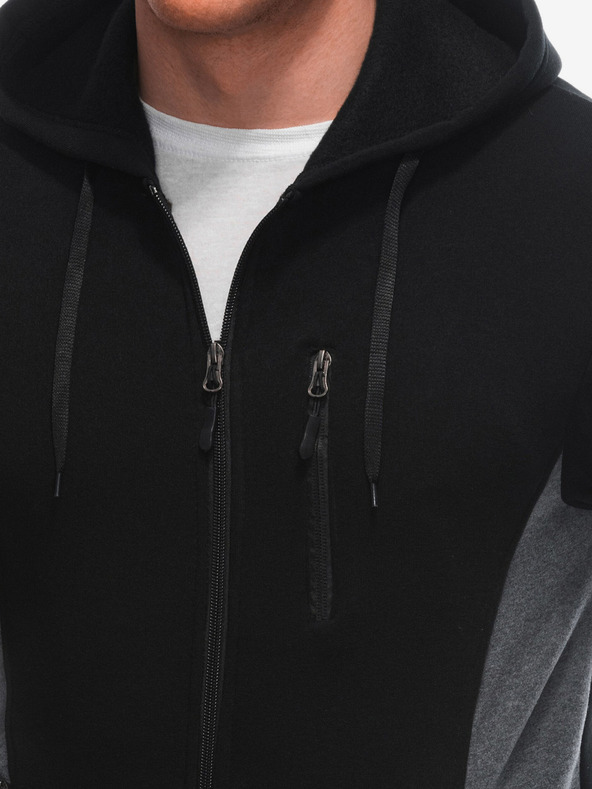 Edoti Fekete férfi kapucnis, cipzáras férfi melegítőfelső Edoti