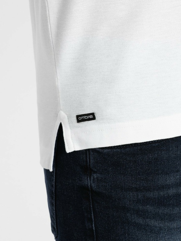 Ombre Clothing Fehér férfi póló póló Ombre Clothing
