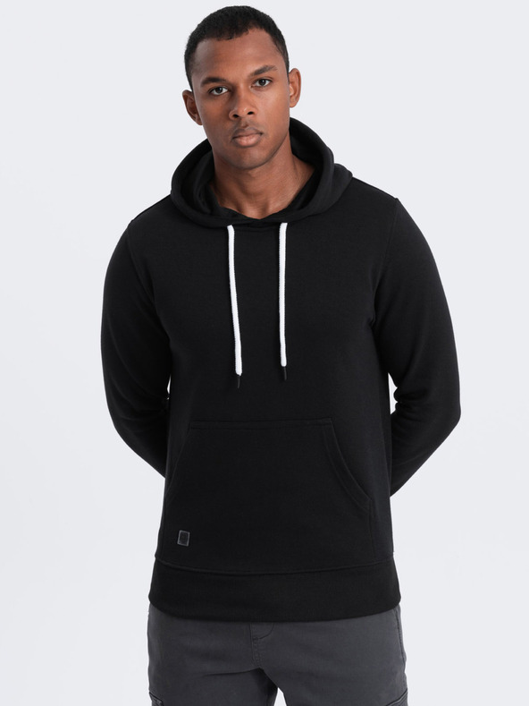 Ombre Clothing Fekete férfi kapucnis pulóver Ombre ruházat