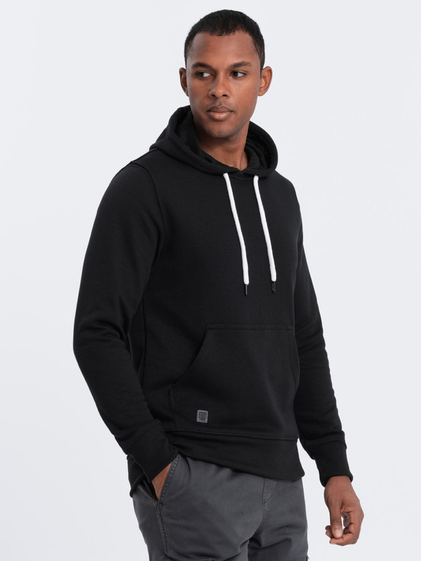 Ombre Clothing Fekete férfi kapucnis pulóver Ombre ruházat