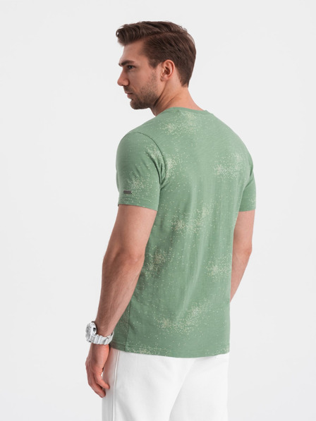 Ombre Clothing Világoszöld férfi mintás póló Ombre ruházat