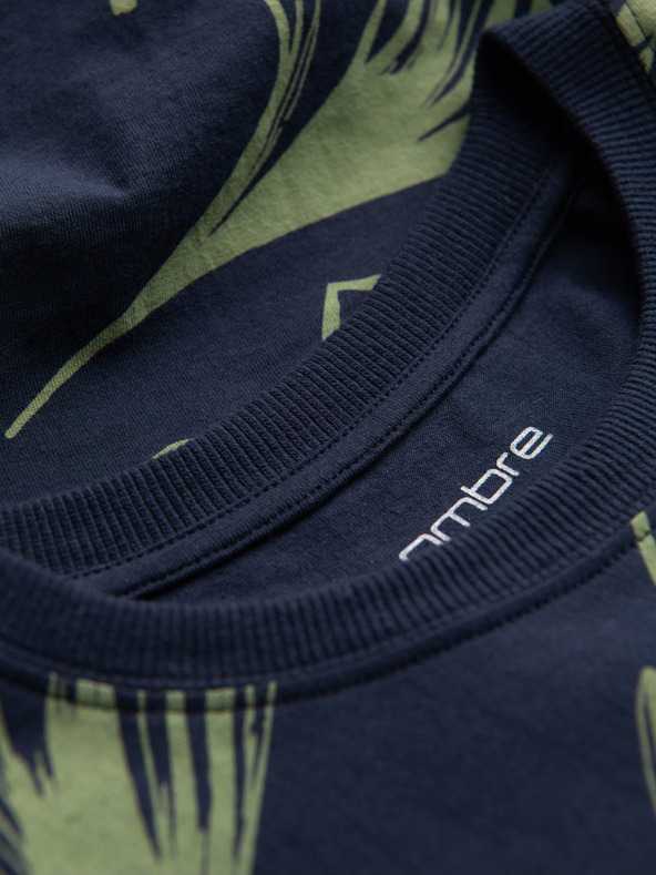 Ombre Clothing Zöld és kék férfi mintás póló Ombre ruházat Ombre ruházat