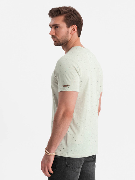 Ombre Clothing Világoszöld férfi pöttyös póló Ombre Ruházat