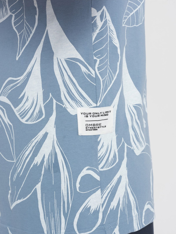 Ombre Clothing Világoskék férfi mintás póló Ombre ruházat