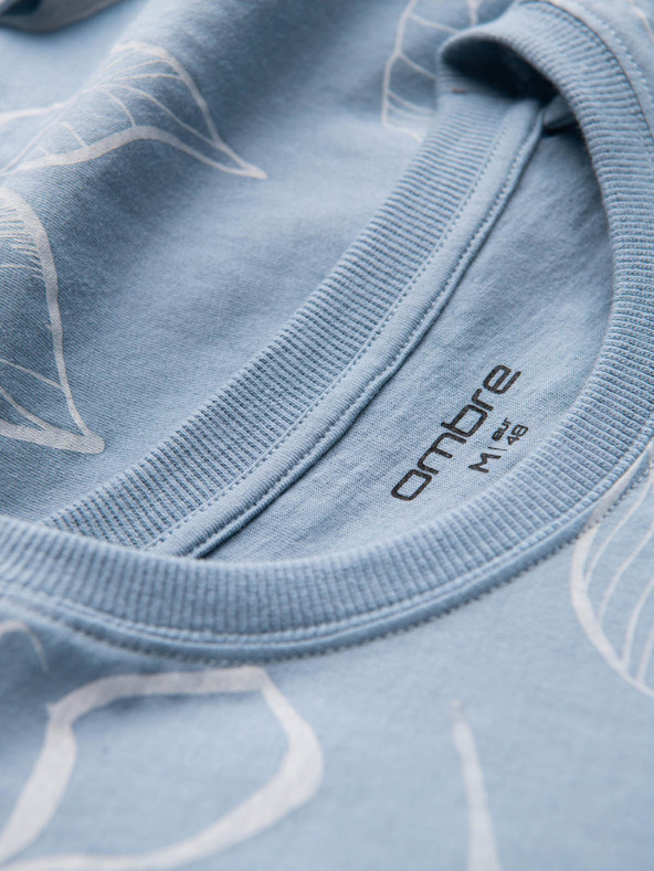 Ombre Clothing Világoskék férfi mintás póló Ombre ruházat