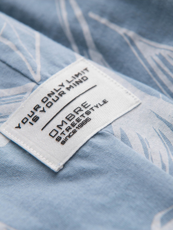 Ombre Clothing Világoskék férfi mintás póló Ombre ruházat