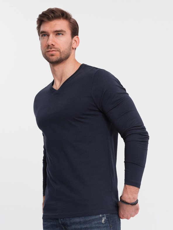 Ombre Clothing Sötétkék férfi alap póló Ombre Ruházat