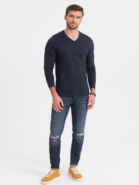 Ombre Clothing Sötétkék férfi alap póló Ombre Ruházat