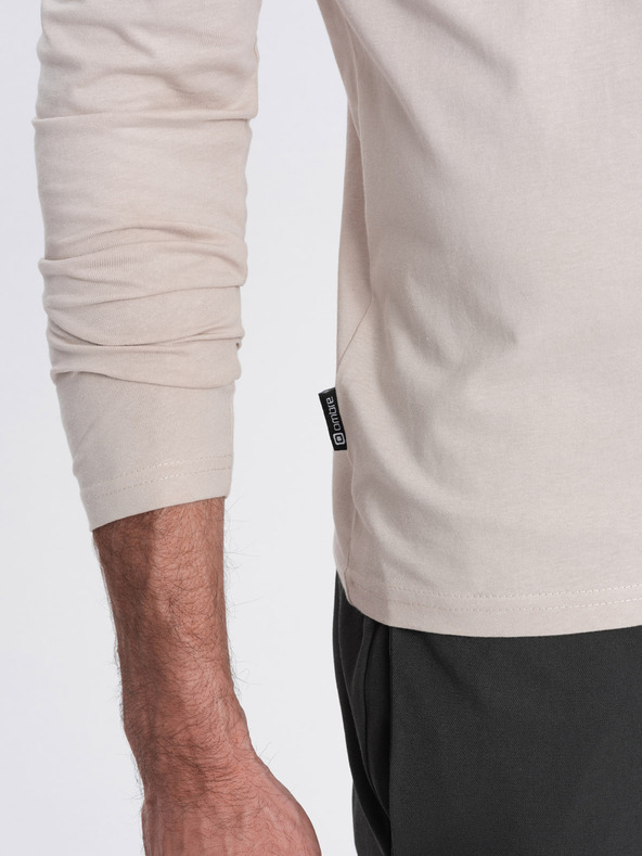 Ombre Clothing Bézs férfi alap póló Ombre ruházat