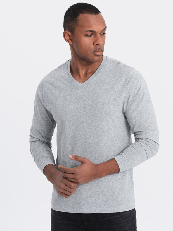 Ombre Clothing Világosszürke férfi alap póló Ombre Ruházat