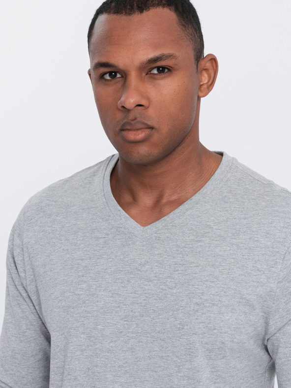 Ombre Clothing Világosszürke férfi alap póló Ombre Ruházat