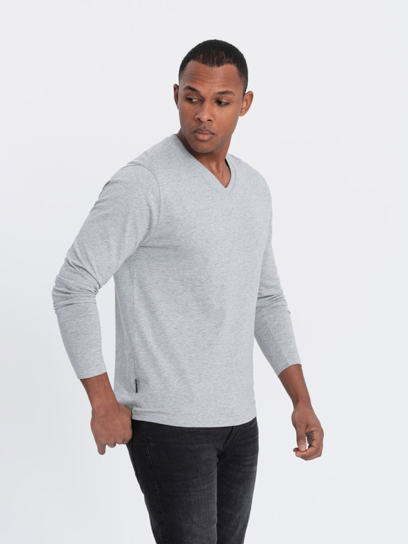 Ombre Clothing Világosszürke férfi alap póló Ombre Ruházat