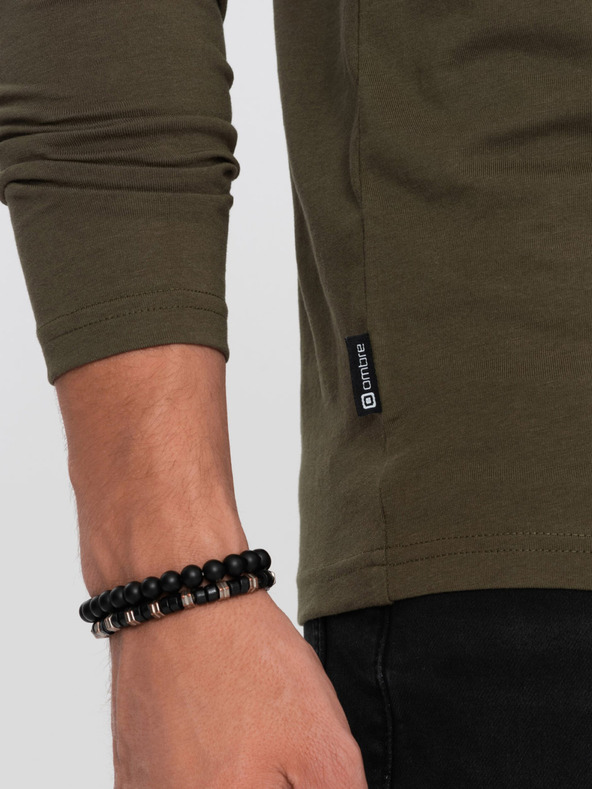 Ombre Clothing Khaki színű férfi alap póló Ombre Ruházat